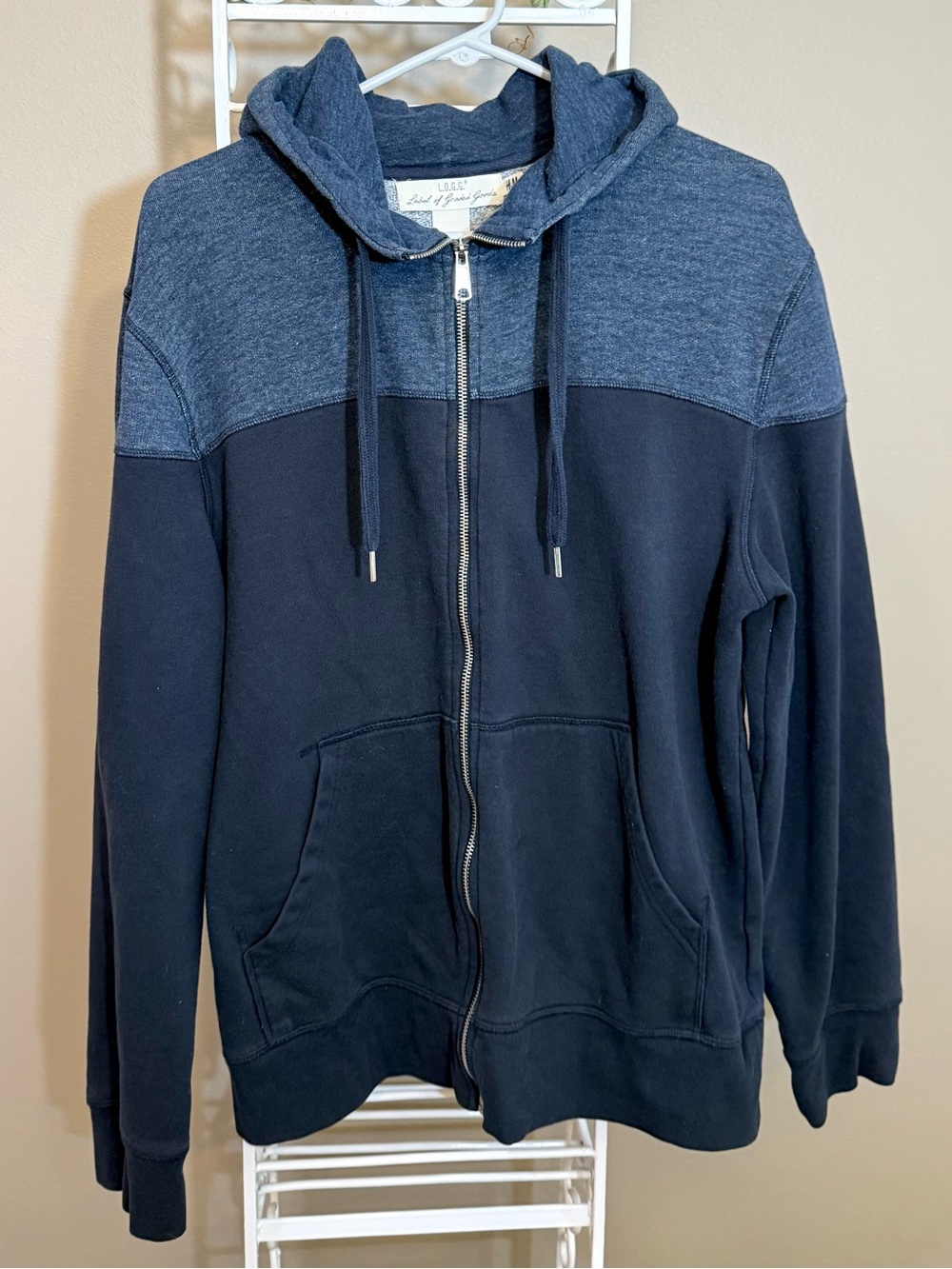 H&M Two-Tone Zip-Up Hoodie - Navy & Heather Blue